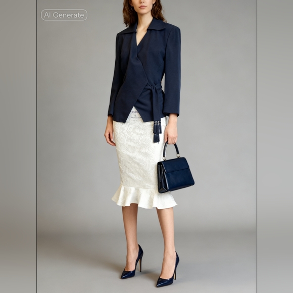 Dior Jackets & Blazers - Vintage Dior Navy Women's Wrap Blazer